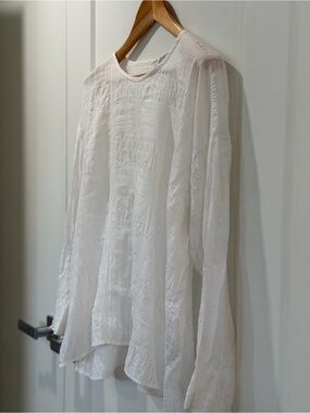 Vince | White Textured Popover Blouse